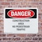 Signmission Construction Area No Pedestrian Traffic Danger Sign, Plastic, 10in W x 7in L, 2PK OS-2PACK-DS-P-710-L-1982 - alternate 6